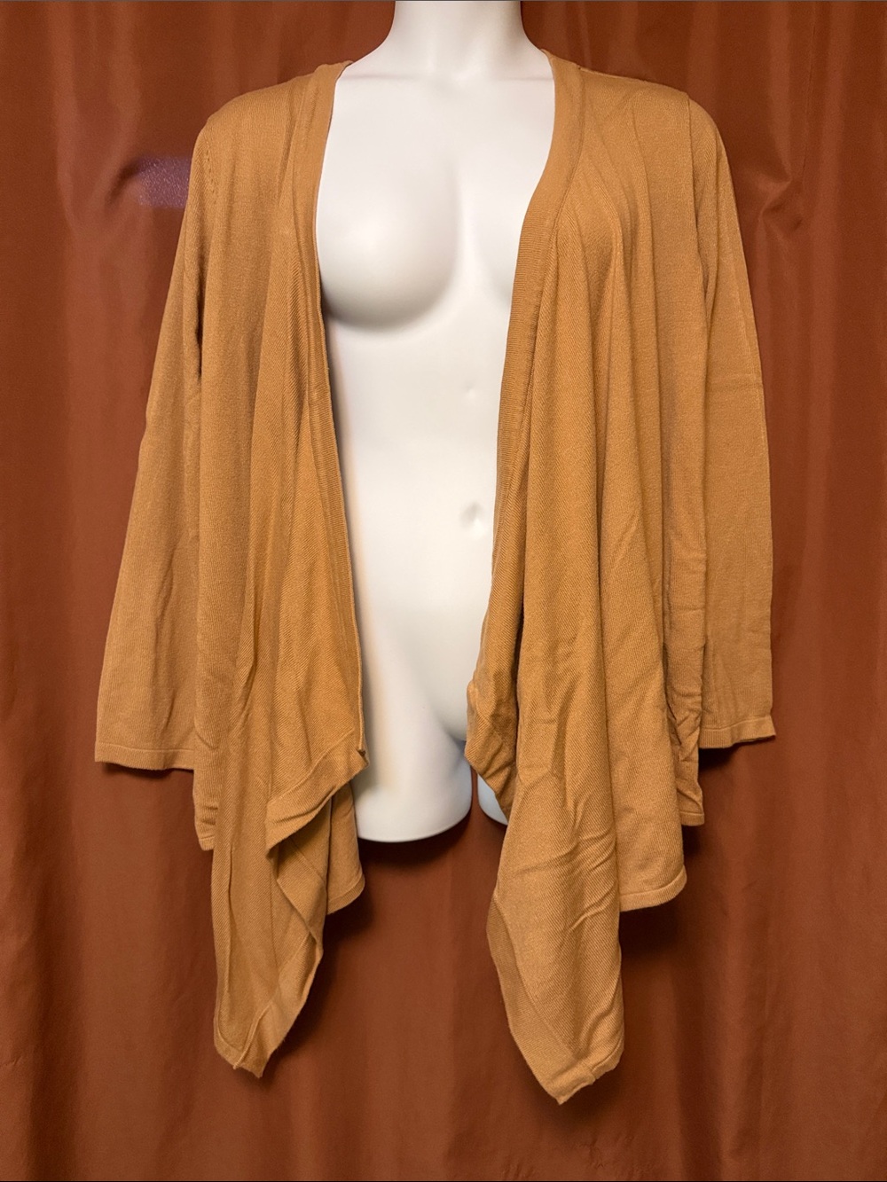 Denim 24/7 Open-Front Draped Cardigan - Camel
